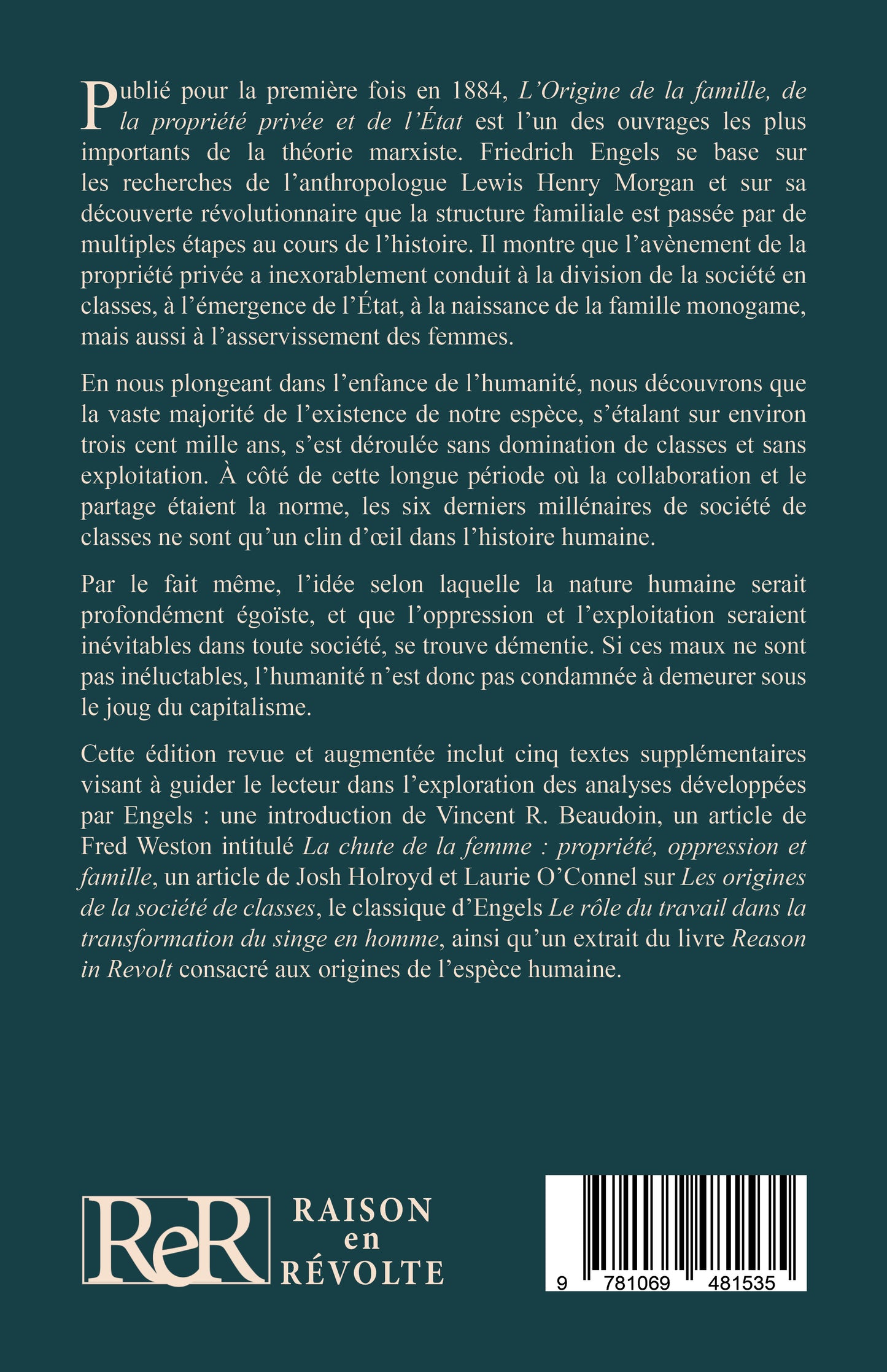 PRÉ-COMMANDE : L'Origine de la famille, de la propriété privée et de l'État